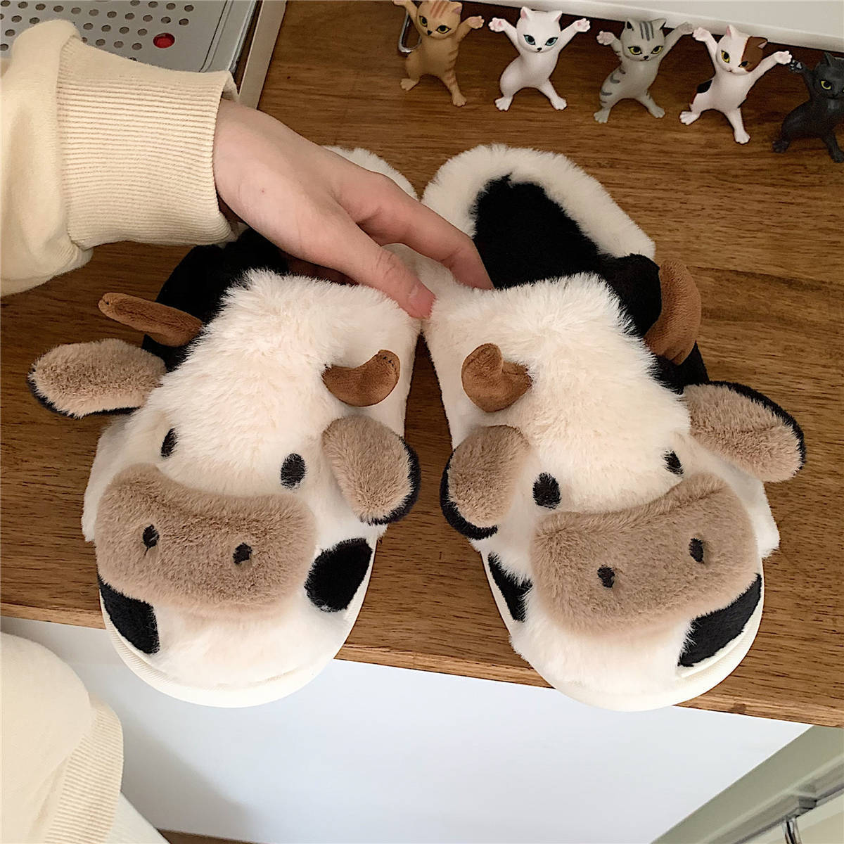 Plush Cow Slippers